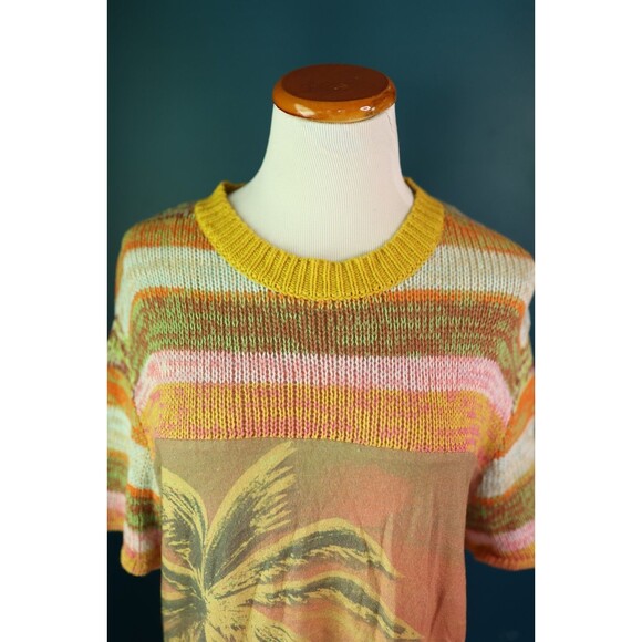 We The Free People  Ibiza Swit Knit Crochet Sleeve Palm Tree Beachy Tunic XS - Picture 5 of 8